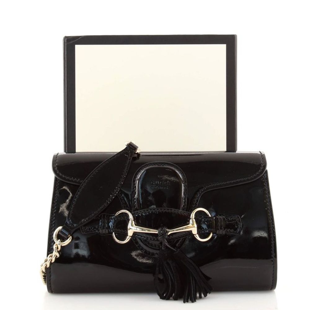 Gucci Emily Chain Flap Bag Patent Small Black - Picture 2 of 9